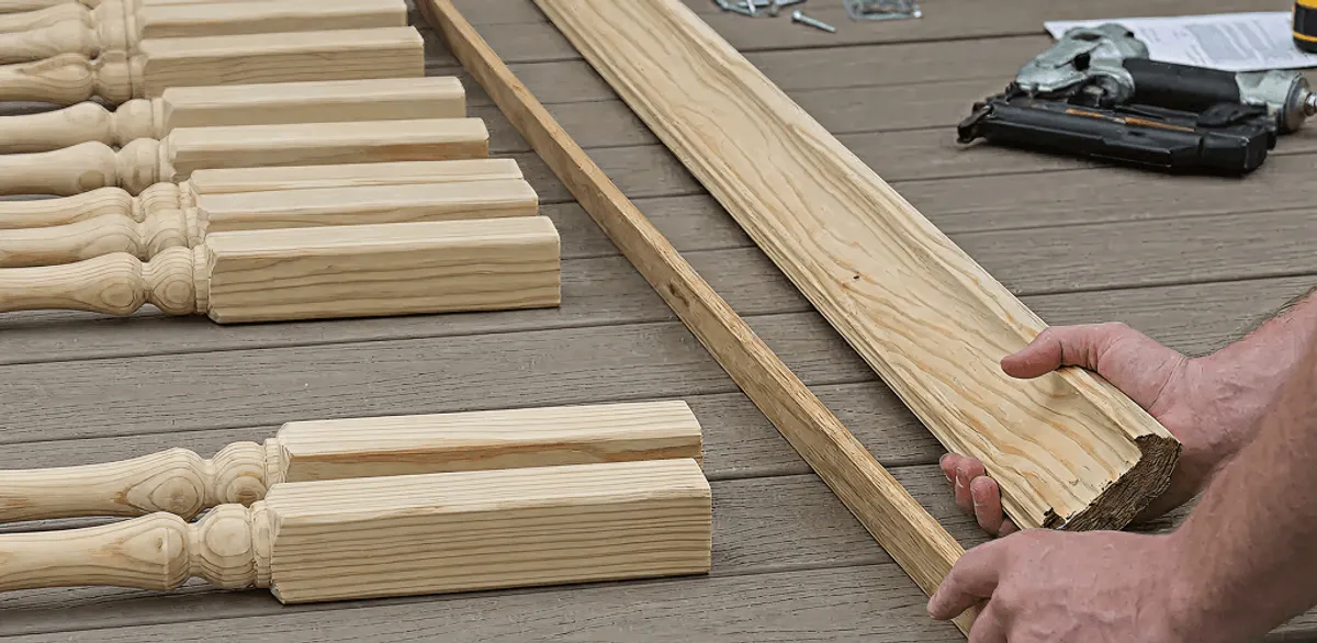 Handrail installation materials and wood components for stair rail work in Naperville, IL